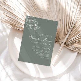 Boho Green Destination Floral Nuestra Boda Einladung