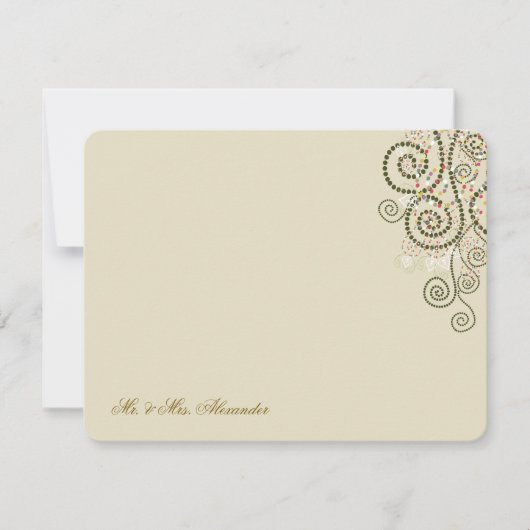 Boho Green Dots & Spirals Elegantes Hochzeitssembl Dankeskarte (Vorderseite)