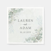 Boho Green Eucalyptus Botancial Wedding Serviette (Vorderseite)