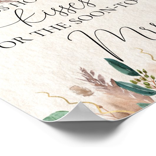 Boho Green Eucalyptus Pampas Guess Kisses Game Poster (Ecke)