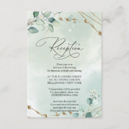 Boho Green Eucalyptus verlasse Imitate Gold Frame Begleitkarte