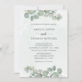 Boho Green Eucalyptus Watercolor Wedding Einladung (Vorderseite)