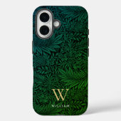 Boho Green Floral Gold Monogram Name Case-Mate iPhone Hülle (Rückseite)
