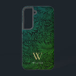 Boho Green Floral Gold Monogram Name Samsung Galaxy Hülle<br><div class="desc">Boho Green Floral Gold Monogram Name Phone Case. Monogram is an elegant gold serif font and your name is a white sans serif font.</div>