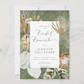 Boho Green Floral Grass Bridal Brunch Einladung (Vorderseite)