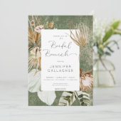 Boho Green Floral Grass Bridal Brunch Einladung (Stehend Vorderseite)
