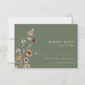 Boho Green Floral RSVP Karte (Vorderseite)