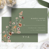 Boho Green Floral RSVP Karte