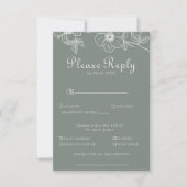 Boho Green Floral Wedding Menü Wahl Antwort (Vorderseite)