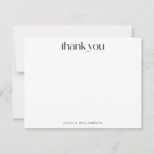 Boho Green Floral Wildflower Custom Stationery Dankeskarte (Vorderseite)