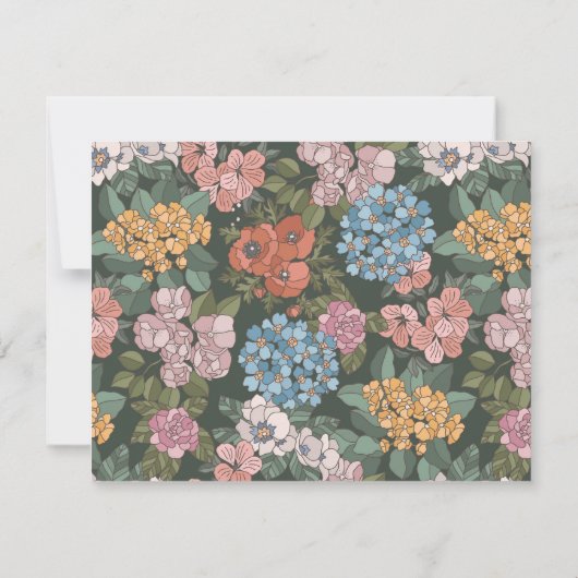Boho Green Floral Wildflower Custom Stationery Dankeskarte (Rückseite)