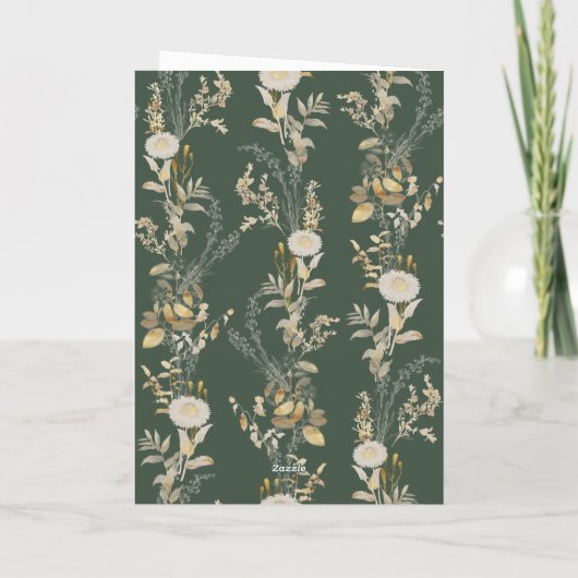 Boho Green Floral Wreath Foto Weihnachten Karte (Rückseite)