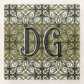 Boho Green Gemustert Glasuntersetzer (Vorderseite)