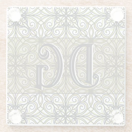 Boho Green Gemustert Glasuntersetzer (Rückseite)