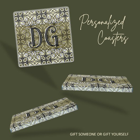 Boho Green Gemustert Glasuntersetzer