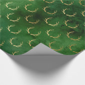 Boho Green Gold Antlers Weihnachten Geschenkpapier (Ecke)
