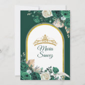 Boho Green Gold Floral Mexican Quinceañera Einladung (Rückseite)