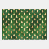 Boho Green Gold Trees Weihnachten Geschenkpapier Set (Vorderseite 3)