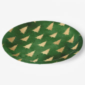 Boho Green Gold Trees Weihnachten Pappteller (Schrägansicht)