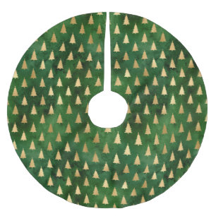 Boho Green Gold Trees Weihnachten Polyester Weihnachtsbaumdecke