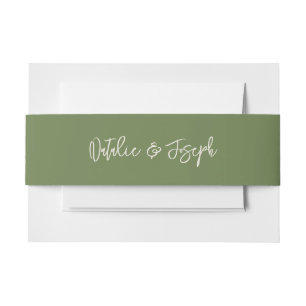 Boho Green Hand schrieb einzigartige moderne Hochz Einladungsbanderole