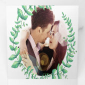 Boho Green Leaf Mint Green Ash Wreath Wedding Dreifach Gefaltete Einladung (Innen Erste Seite)