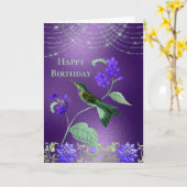 Boho Green Lila Hummingbird Floral Geburtstag Karte (Gelbe Blume)