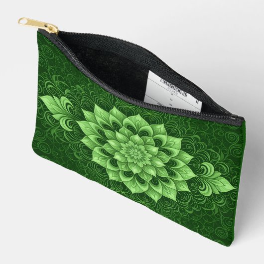 Boho Green Mandala Blume Zubehörtasche (Offen)