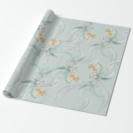 Boho Green Mint Watercolor Eucalyptus Floral Geschenkpapier