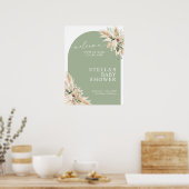 Boho Green Pampas Grass Baby Dusche Poster (Küche)
