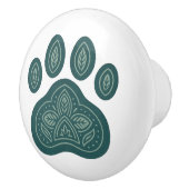 Boho Green Pawprint Folk Art Keramik Knob Keramikknauf (Rechts)