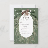 Boho Green Pine Winter Sparkone RSVP Karte (Vorderseite)