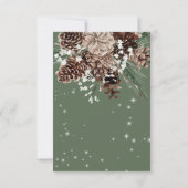 Boho Green Pine Winter Sparkone RSVP Karte (Rückseite)