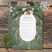 Boho Green Pine Winter Sparkone RSVP Karte