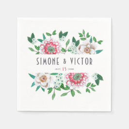 Boho Green Pink | BlumenNapkins Serviette