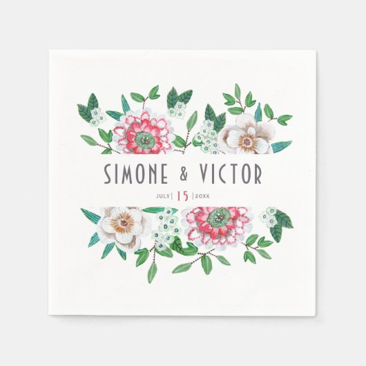 Boho Green Pink | BlumenNapkins Serviette (Vorderseite)