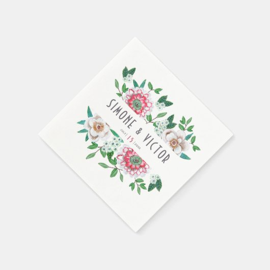 Boho Green Pink | BlumenNapkins Serviette (Ecke)