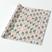 Boho Green Pink Orange Rustikale Weihnachtsbaumen Geschenkpapier (Ungerollt)
