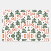 Boho Green Pink Orange Rustikale Weihnachtsbaumen Geschenkpapier Set (Vorderseite 3)