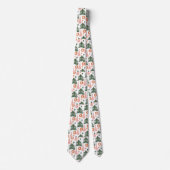 Boho Green Pink Orange Rustikale Weihnachtsbaumen  Krawatte (Vorderseite)