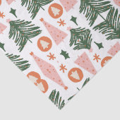 Boho Green Pink Orange Rustikale Weihnachtsbaumen Seidenpapier (Detail)