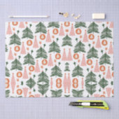 Boho Green Pink Orange Rustikale Weihnachtsbaumen Seidenpapier (Handwerk)