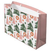 Boho Green Pink Orange Weihnachtsbaumen Grosses Ge Große Geschenktüte (Rückseite Schrägansicht)