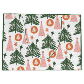 Boho Green Pink Orange Weihnachtsbaumen Grosses Ge Große Geschenktüte (Rückseite)