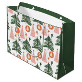 Boho Green Pink Orange Weihnachtsbaumen Grosses Ge Große Geschenktüte (Rückseite Schrägansicht)