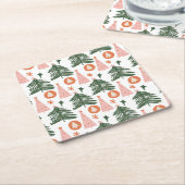 Boho Green Pink Orange Weihnachtsbaumen Rechteckiger Pappuntersetzer (angewinkelt)