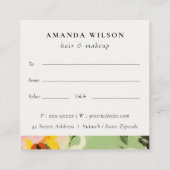 Boho Green Pink Painted Floral Geschenkgutschein Quadratische Visitenkarte (Rückseite)