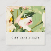 Boho Green Pink Painted Floral Geschenkgutschein Quadratische Visitenkarte (Vorderseite)