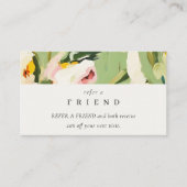Boho Green Pink Painted Floral Refer A Friend Visitenkarte (Vorderseite)