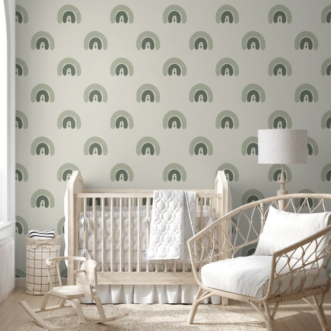 Boho Green Regenbogen Nahtlos Tapete (Kinder)